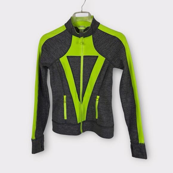 Ivivva Athletic Girl's Jacket Grey & Neon Green Jacket Size 14 - Picture 1 of 5
